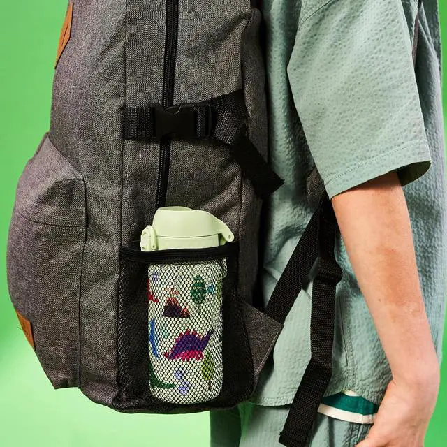 Alt view image 5 of 7 - Ion8 Kids Water Bottle, Steel 400 ml/13 oz, Leak Proof, Easy to Open, Secure Lock, Dishwasher Safe, Flip Cover, Carry Handle, Easy Clean, Durable, Scratch Resistant, Raised Print, Dinosaurs Design