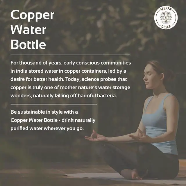 Alt view image 6 of 7 - Copper Water Bottle, 950 ML (32.5 Oz) Antique Design, Handcrafted Ayurvedic Copper Water Bottle, Certified Pure Copper Water Bottle Vessel (Vintage Marble)