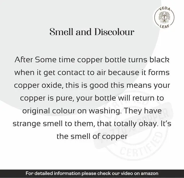 Alt view image 7 of 7 - Copper Water Bottle, 950 ML (32.5 Oz) Antique Design, Handcrafted Ayurvedic Copper Water Bottle, Certified Pure Copper Water Bottle Vessel (Vintage Marble)