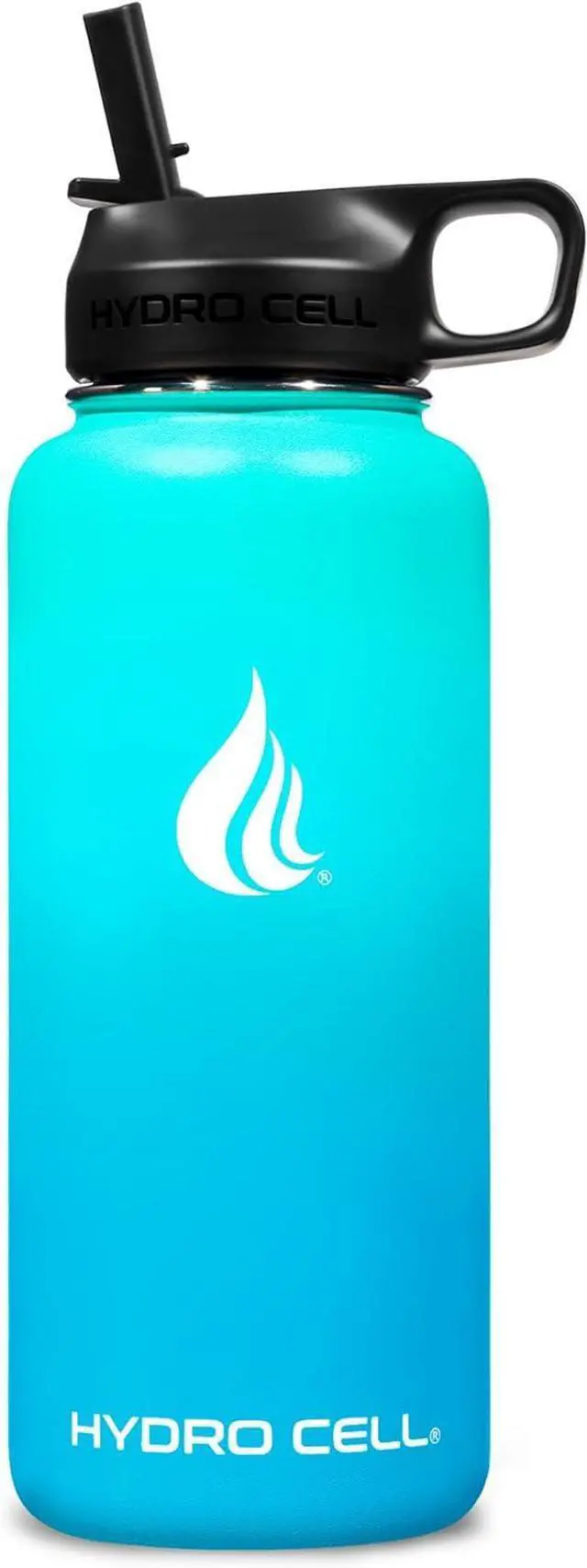 Alt view image 2 of 7 - HYDRO CELL Stainless Steel Insulated Water Bottle with Straw - For Cold & Hot Drinks - Metal Vacuum Flask with Screw Cap and Modern Leakproof Sport Thermos for Kids & Adults (Teal/Blue 32oz)