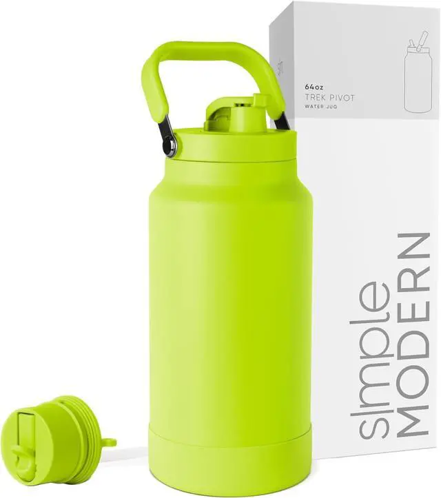 Main image of Simple Modern Trek Pivot | Half Gallon Water Bottle Jug with Handle & Boot | Interchangeable Straw & Chug Lids | Large Insulated Stainless Steel | Sports Camping Outdoors | 64oz, Green Apple