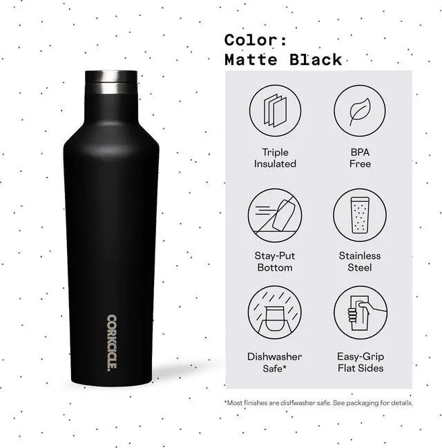 Alt view image 4 of 7 - Corkcicle Classic Canteen Insulated Tumbler, Matte Black, 16 oz  Reusable Water Bottle Keeps Beverages Cold for 25 Hours & Hot 12 Hours  Cupholder Friendly Tumbler with Screw-On Cap