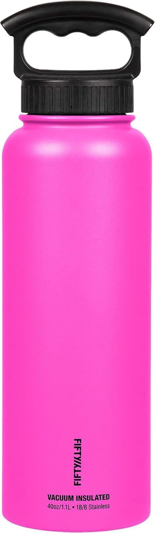 Alt view image 4 of 6 - FIFTY/FIFTY Double Wall Vacuum Insulated Water Bottle, Stainless Steel, Wide Mouth with Three Finger Cap