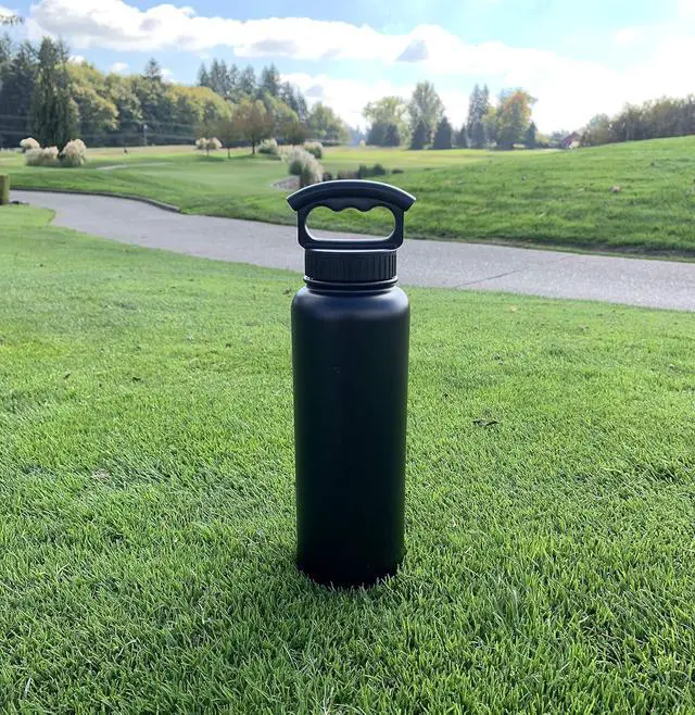 Alt view image 6 of 6 - FIFTY/FIFTY Double Wall Vacuum Insulated Water Bottle, Stainless Steel, Wide Mouth with Three Finger Cap