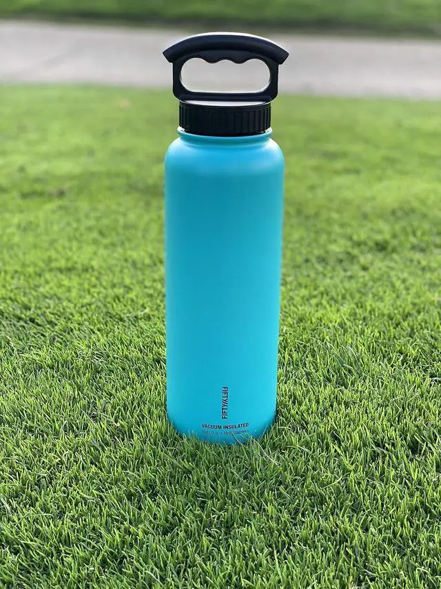 Alt view image 5 of 6 - FIFTY/FIFTY Double Wall Vacuum Insulated Water Bottle, Stainless Steel, Wide Mouth with Three Finger Cap