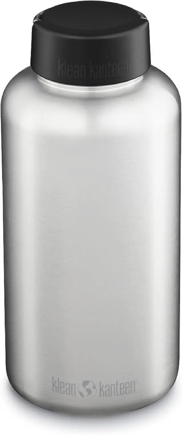 Main image of Klean Kanteen Wide Mouth Single Wall Stainless Steel Water Bottle (w/Wide Loop Cap) - 64oz - Brushed Stainless