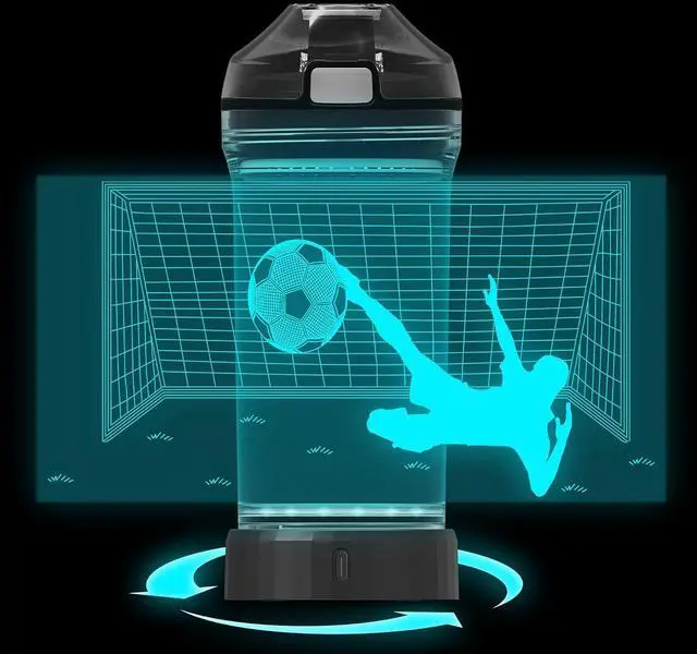 Alt view image 5 of 7 - YuanDian Soccer Gifts, Light Up Kids Water Bottle with 3D Soccer Illusion Lamp- 14 OZ Tritan BPA Free - Cool Drinking Cups Gift for School Kids Boy Child Sport Soccer Lovers