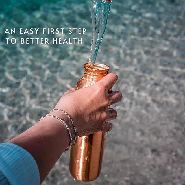 Alt view image 2 of 7 - Copper Water Bottle - 16oz Vintage Modern Design - An Ayurvedic Copper Vessel For Drinking - Drink More Water, Lower Your Sugar Intake And Enjoy The Health Benefits