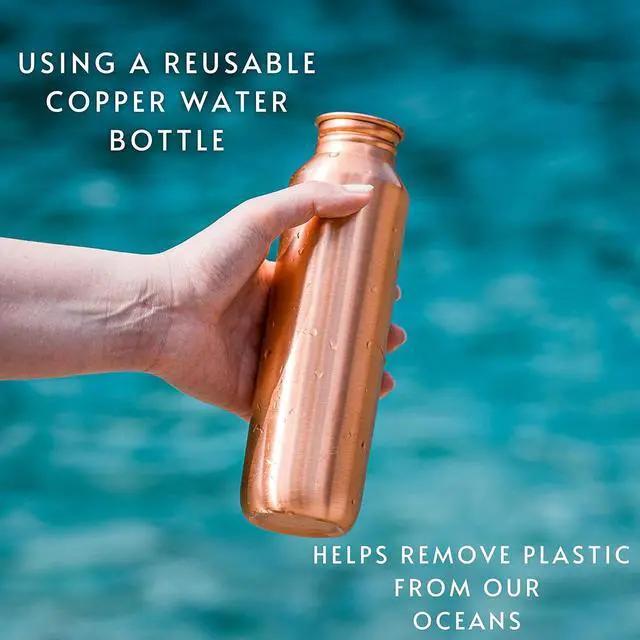 Alt view image 6 of 7 - Copper Water Bottle - 16oz Vintage Modern Design - An Ayurvedic Copper Vessel For Drinking - Drink More Water, Lower Your Sugar Intake And Enjoy The Health Benefits