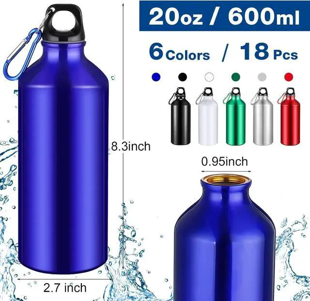 Alt view image 2 of 6 - 18 Pcs Water Bottles Multipack Bulk 20 oz Metal Aluminum Reusable Lightweight Sport Valentine First Day of School Gifts Party Favor Leak Proof with Twist Cap Gym Hiking Bike Outdoor Travel