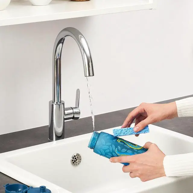 Alt view image 7 of 7 - ION8 Water Bottle, 500 ml/18 oz, Leak Proof, Easy to Open, Secure Lock, Dishwasher Safe, BPA Free, Hygienic Flip Cover, Carry Handle, Easy Clean, Odor Free, Carbon Neutral, Deep Teal, Dinosaurs Design