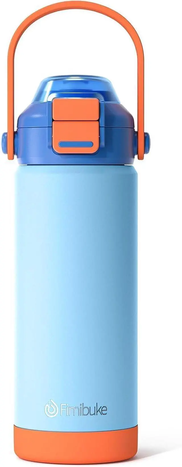 Main image of Fimibuke Kids Insulated Water Bottle with Pop-Open Straw & Spout 2-in-1 Lid, 18oz Leak Proof 18/8 Stainless Steel Vacuum Tumbler, BPA-Free Kids Cup For Travel School Boys Girls Toddler 1Pack, Sky Blue