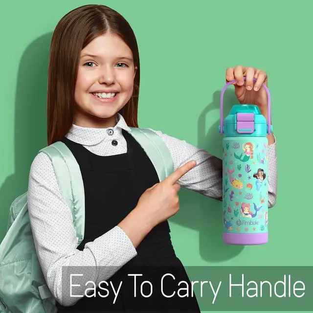 Alt view image 7 of 7 - Fimibuke Kids Insulated Water Bottle with Pop-Open Straw & Spout 2-in-1 Lid, 18oz Leak Proof 18/8 Stainless Steel Vacuum Tumbler, BPA-Free Kids Cup For Travel School Boys Girls Toddler 1Pack, Sky Blue