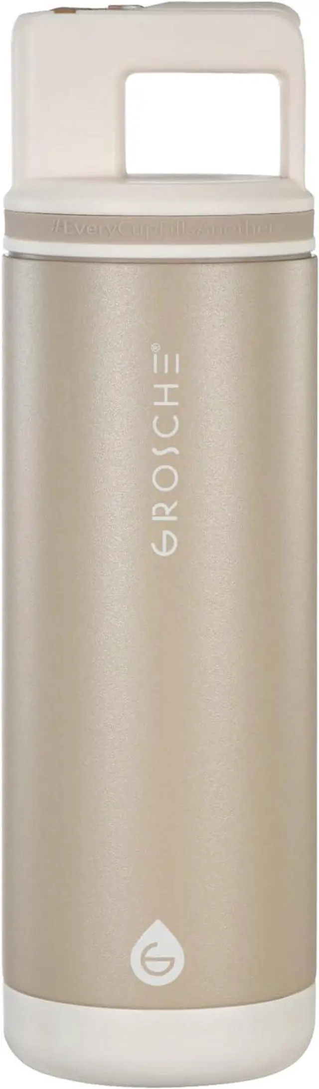 Main image of GROSCHE Alpine Flip n' Sip 20 oz Insulated Water Bottle - Stainless Steel, Leakproof Flask with Straw - Perfect for Gym, Travel & Outdoor Use - Keeps Water Cold up to 60 hrs - Sand Biege