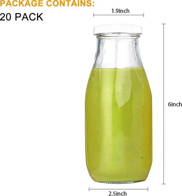 Alt view image 2 of 7 - QAPPDA 12 oz Glass Bottles, Glass Milk Bottles with Lids, Vintage Breakfast Shake Container, Vintage Drinking Bottle with Chalkboard Labels and Pen for Party,Kids,Set of 20