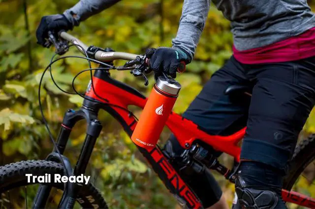 Alt view image 7 of 7 - HYDRO CELL Stainless Steel Insulated Water Bottle w/Straw, 2 Lids Metal Vacuum Flask with Modern Leakproof Sport Straw Design (Mandarin 18oz)