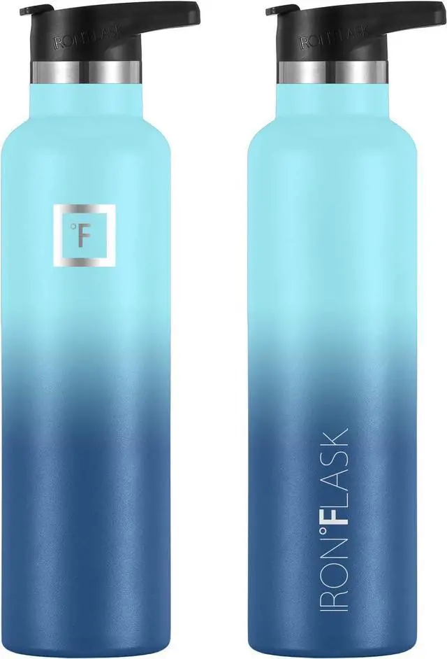 Alt view image 4 of 6 - IRON °FLASK Camping & Hiking Hydration Canteens - 3 Lids (Narrow Spout Lid) Leak Proof Vacuum Insulated Stainless Steel - Hot & Cold Double Walled Sports Water Bottle - Blue Waves, 24 Oz