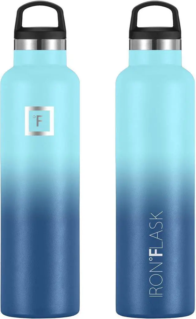 Alt view image 5 of 6 - IRON °FLASK Camping & Hiking Hydration Canteens - 3 Lids (Narrow Spout Lid) Leak Proof Vacuum Insulated Stainless Steel - Hot & Cold Double Walled Sports Water Bottle - Blue Waves, 24 Oz