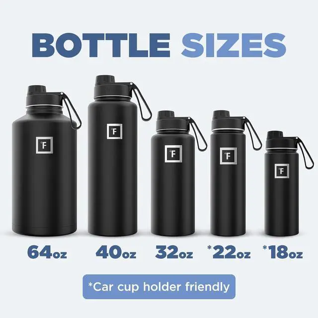 Alt view image 6 of 7 - IRON °FLASK Camping & Hiking Hydration Flask with 3 Lids - Stainless Steel, Double Walled & Vacuum Insulated Water Bottle - Leak Proof & BPA Free 32 Oz