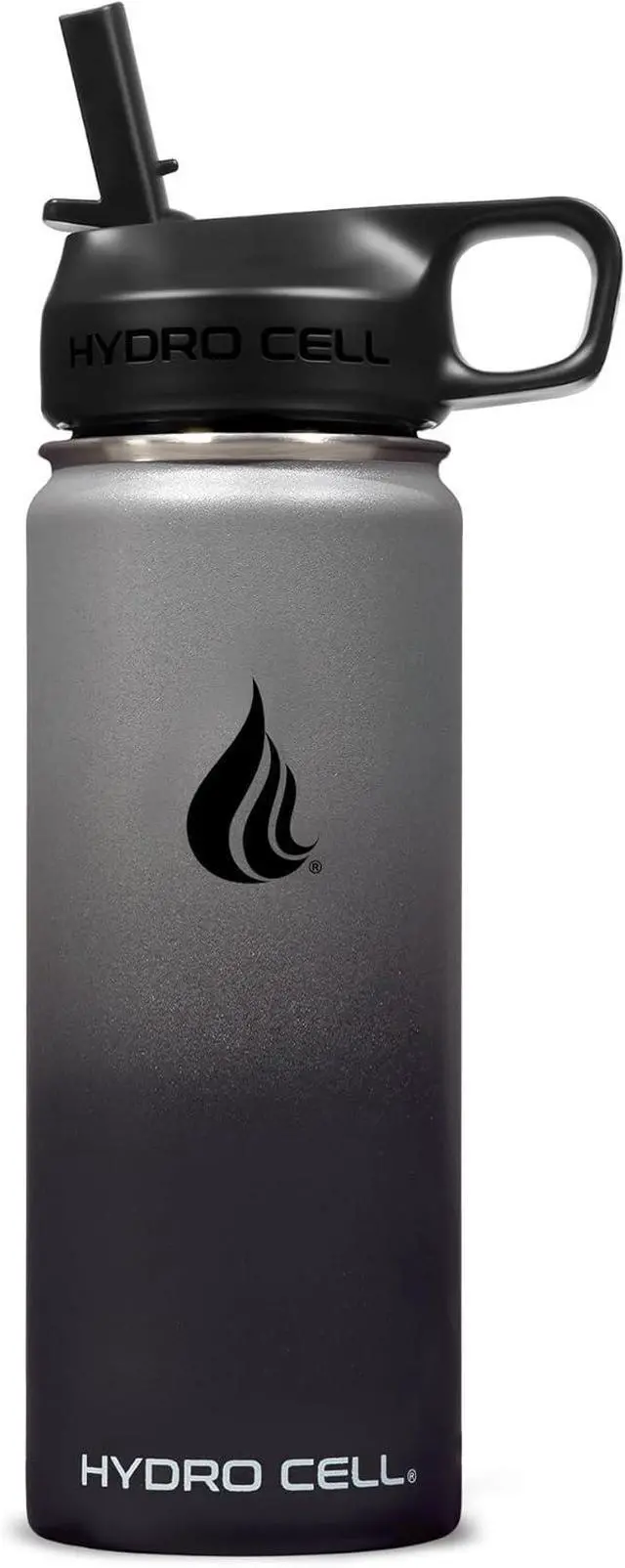 Alt view image 2 of 7 - HYDRO CELL Stainless Steel Insulated Water Bottle with Straw - For Cold & Hot Drinks - Metal Vacuum Flask with Screw Cap and Modern Leakproof Sport Thermos for Kids & Adults (Graphite/Black 18oz)