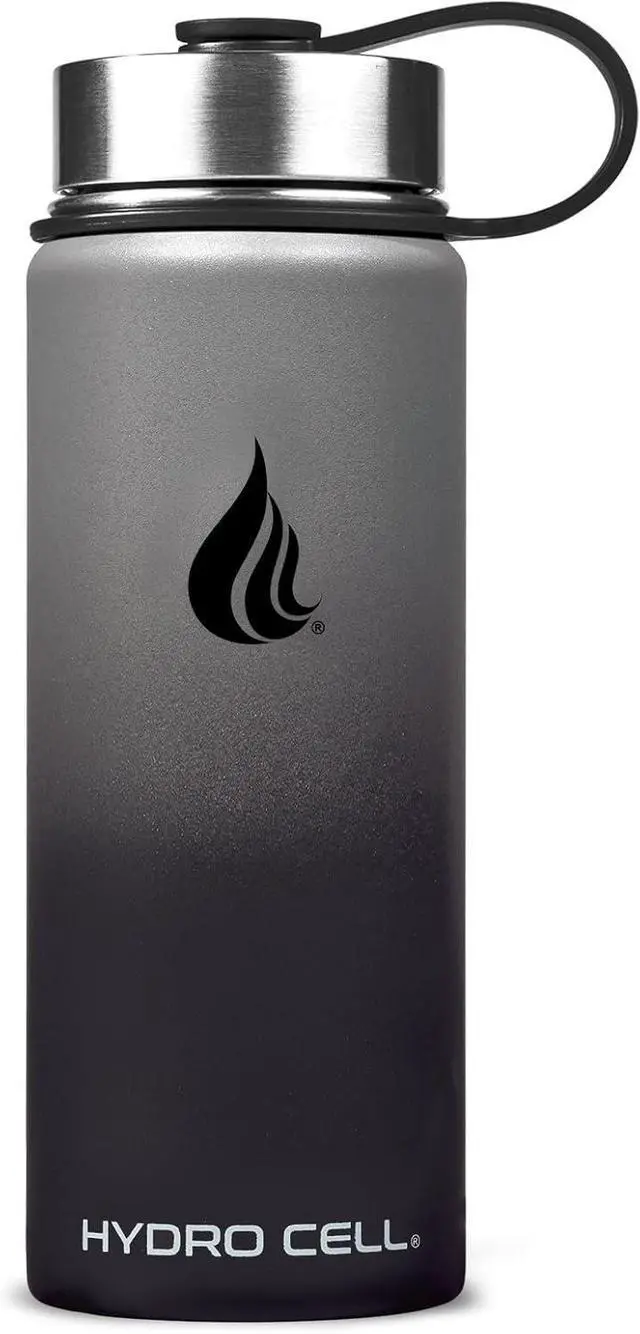 Alt view image 3 of 7 - HYDRO CELL Stainless Steel Insulated Water Bottle with Straw - For Cold & Hot Drinks - Metal Vacuum Flask with Screw Cap and Modern Leakproof Sport Thermos for Kids & Adults (Graphite/Black 18oz)