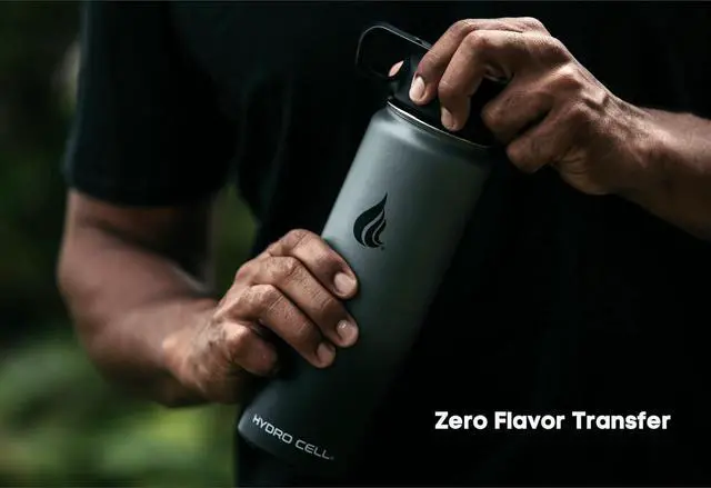Alt view image 5 of 7 - HYDRO CELL Stainless Steel Insulated Water Bottle with Straw - For Cold & Hot Drinks - Metal Vacuum Flask with Screw Cap and Modern Leakproof Sport Thermos for Kids & Adults (Graphite/Black 18oz)