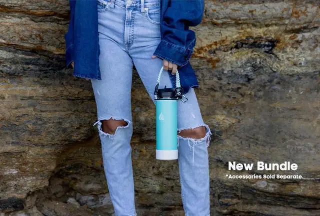 Alt view image 6 of 7 - HYDRO CELL Stainless Steel Insulated Water Bottle with Straw - For Cold & Hot Drinks - Metal Vacuum Flask with Screw Cap and Modern Leakproof Sport Thermos for Kids & Adults (Teal 24oz)