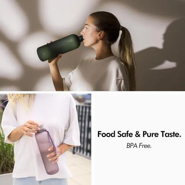Alt view image 6 of 7 - KIVY Large Water Bottle 50oz [Lightweight & Shatterproof] Fits Backpack & Cupholder for Travel, Sports, School - Dark Green water bottle no straw - 1.5 Liter water bottles - 50oz Water bottle
