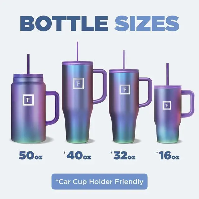 Alt view image 6 of 7 - IRON °FLASK Co-Pilot Insulated Mug w/Straw & Flip Cap Lids - Cup Holder Bottle for Hot, Cold Drink - Leak-Proof - Water, Coffee Portable Travel Mug - Dark Night, 40 Oz