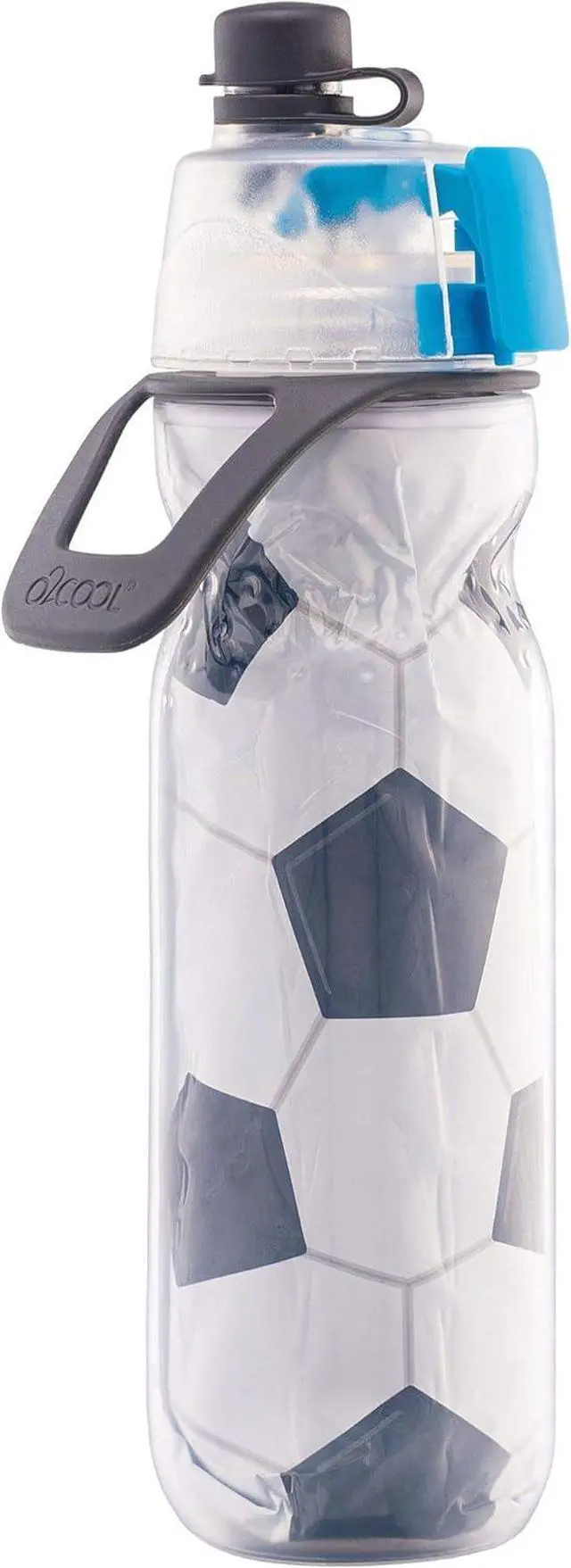 Alt view image 2 of 7 - O2COOL Mist 'N Sip Misting Water Bottle 2-in-1 Mist And Sip Function With No Leak Pull Top Spout Reusable Sports Water Bottle - 20 oz (2 Pack Soccer)