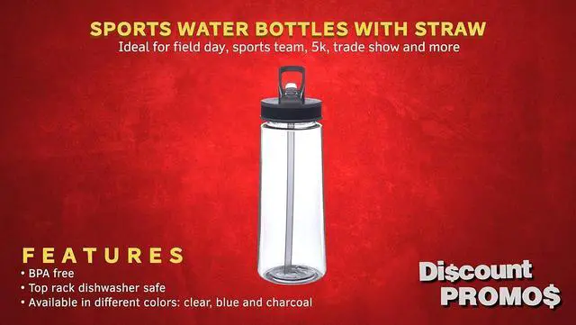 Alt view image 3 of 7 - DISCOUNT PROMOS Plastic Sports Bottles with Spill Proof Lids 22 oz. Set of 6, Bulk Pack - Reusable, With Straw, Perfect for Gym, Outdoor Sports, Home, Office - Clear