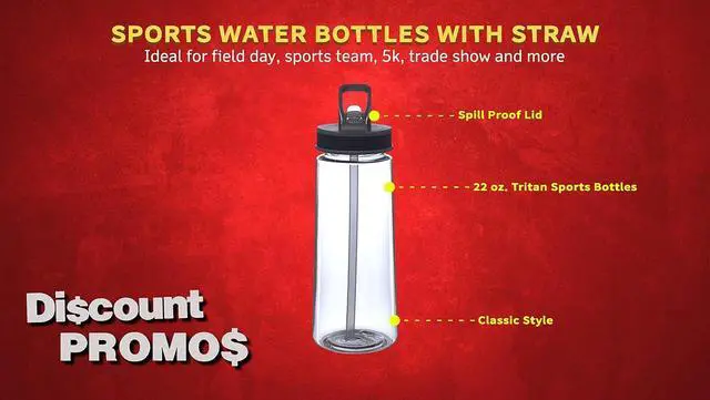 Alt view image 4 of 7 - DISCOUNT PROMOS Plastic Sports Bottles with Spill Proof Lids 22 oz. Set of 6, Bulk Pack - Reusable, With Straw, Perfect for Gym, Outdoor Sports, Home, Office - Clear