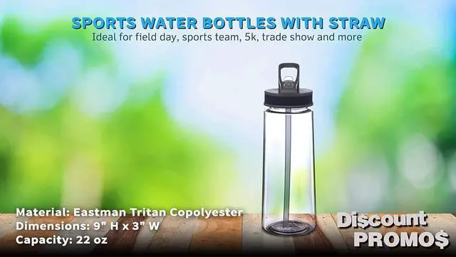 Alt view image 6 of 7 - DISCOUNT PROMOS Plastic Sports Bottles with Spill Proof Lids 22 oz. Set of 6, Bulk Pack - Reusable, With Straw, Perfect for Gym, Outdoor Sports, Home, Office - Clear