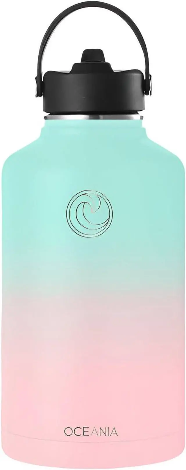Alt view image 2 of 6 - Oceania Flask Stainless Steel Water Bottles | Modern, Leakproof, Hydro BPA-Free, Insulated Water Bottle with 3 Lids, 3 Straws & 2 Straw Cleaning Brushes | Simple Camping & Hiking Water Bottles