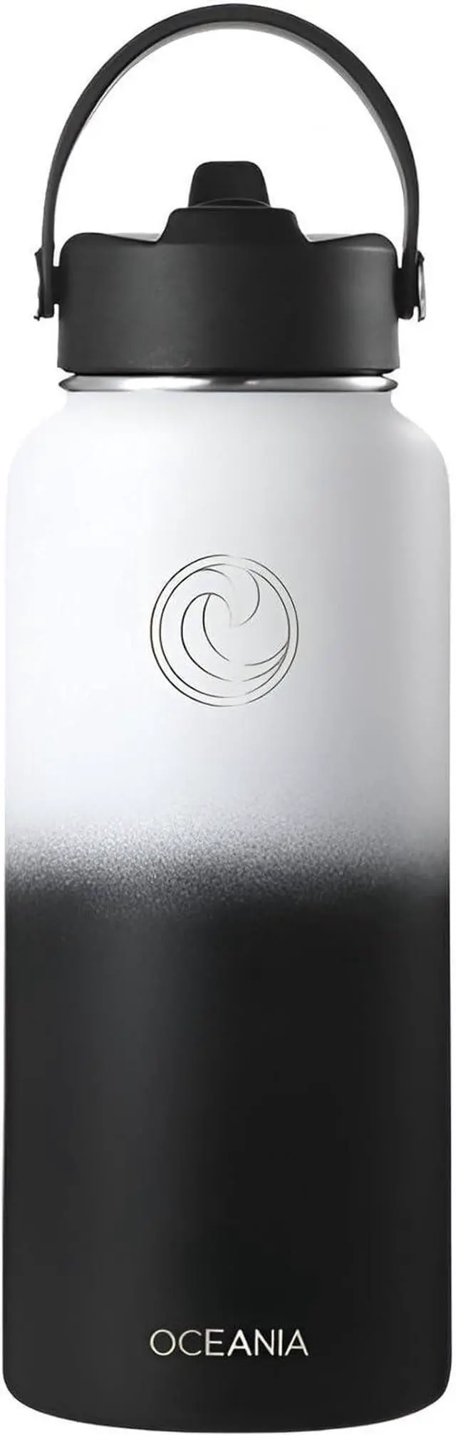 Alt view image 2 of 6 - Flask 32oz Stainless Steel Water Bottles | Modern Leakproof Hydro BPA-Free Insulated Water Bottle with 3 Lids 3 Straws & 2 Straw Cleaning Brushes | Simple Camping & Hiking Water Bottles