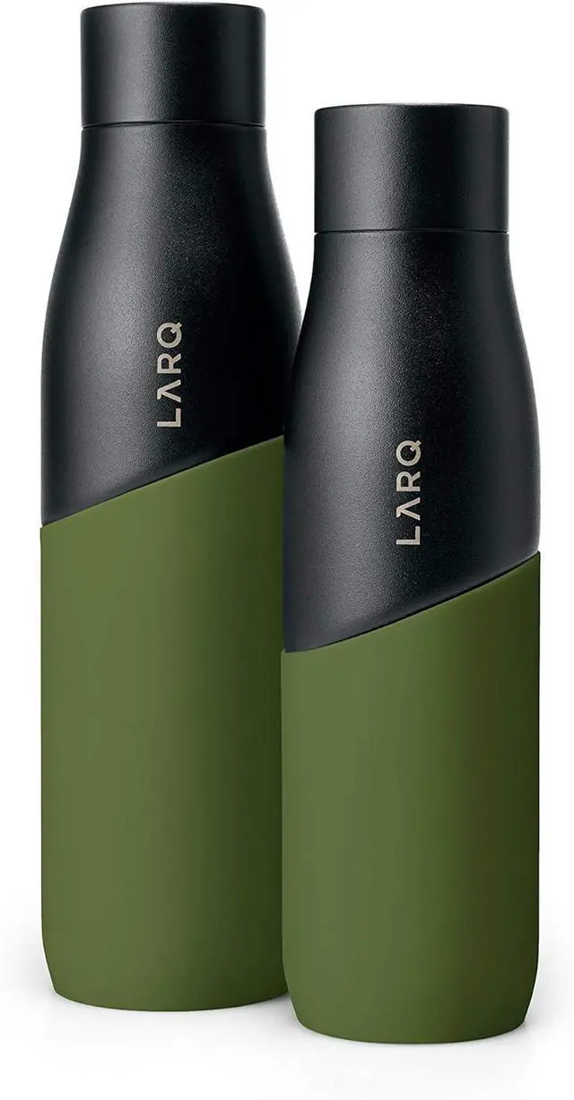 Alt view image 7 of 7 - LARQ Bottle Movement PureVis 24 oz- Lightweight Self-Cleaning and Non-Insulated Stainless Steel Water Bottle with UV Water Purifier | Reusable & Travel Friendly, Black/Pine