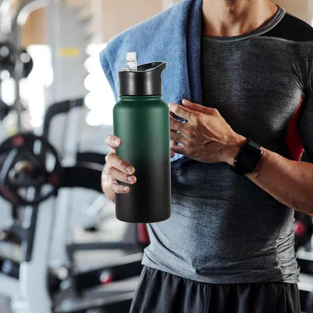 Alt view image 6 of 7 - VEGOND 32 oz Insulated Water Bottle Bulk Stainless Steel Metal Water Bottles with Leak Proof Straw Lid & Spout Lid, Wide Mouth Double Walled Vacuum Travel Sports Bottle, 4 Pack