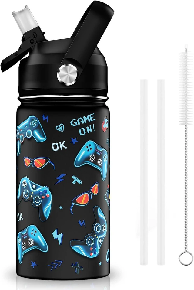 Main image of ACESAK 14oz Kids Insulated Water Bottle with Straw Lid 18/8 Stainless Steel