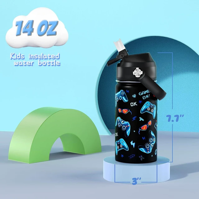 Alt view image 5 of 6 - ACESAK 14oz Kids Insulated Water Bottle with Straw Lid 18/8 Stainless Steel