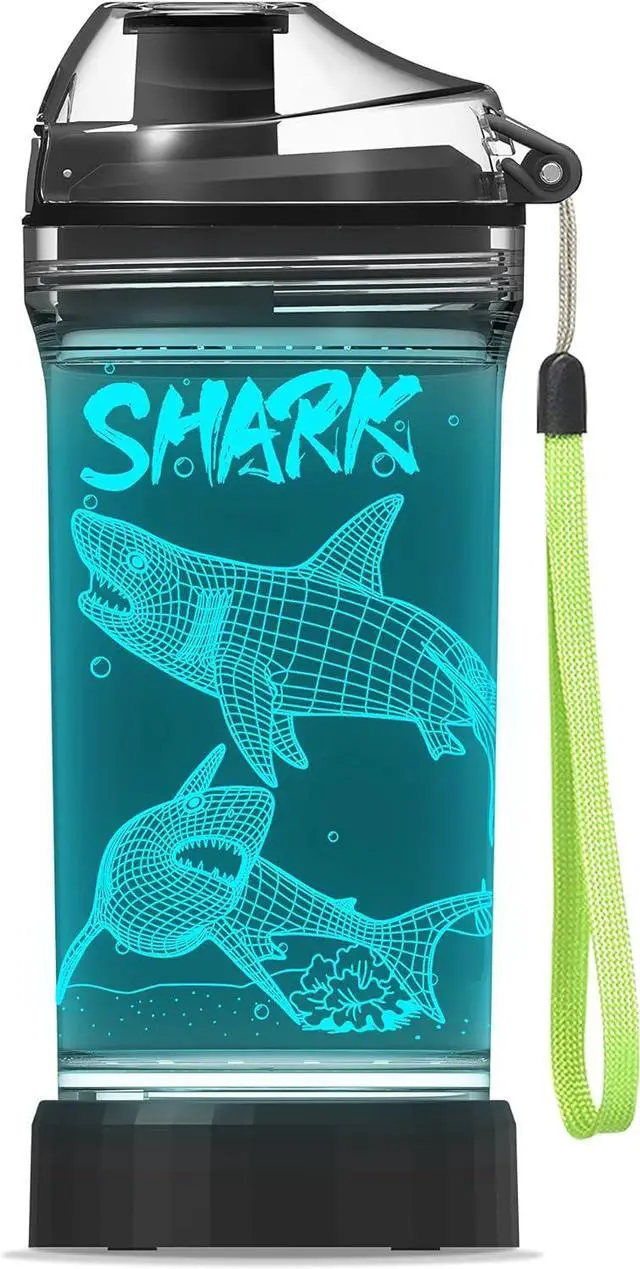 Main image of YuanDian Shark Gifts, Light Up Kids Water Bottle with 3D Ocean Animal Shark Design- 14 OZ Tritan BPA Free - Cool Drinking Cups Gift for School Kids Baby Boy Girl Child Christmas Holiday