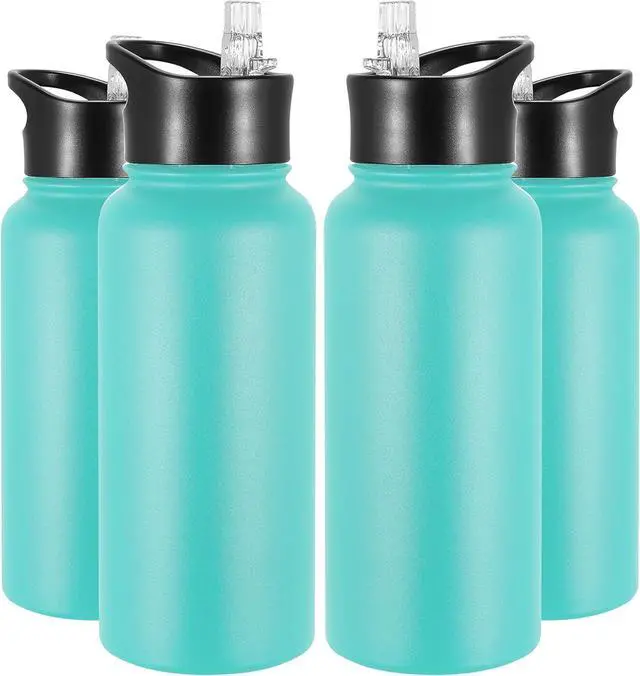 Main image of VEGOND 32 oz Insulated Water Bottle Bulk Stainless Steel Metal Water Bottles with Leak Proof Straw Lid & Spout Lid, Wide Mouth Double Walled Vacuum Travel Sports Bottle, 4 Pack