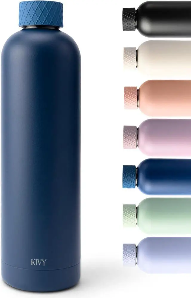 Main image of KIVY Stainless Steel Insulated 32oz Water Bottle - Blue Twist Top Bottle for Adults