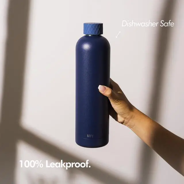 Alt view image 2 of 6 - KIVY Stainless Steel Insulated 32oz Water Bottle - Blue Twist Top Bottle for Adults