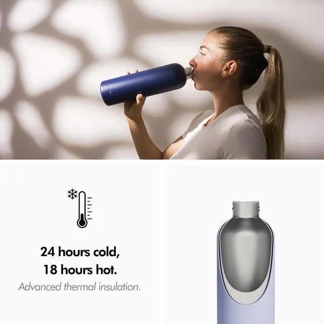 Alt view image 3 of 6 - KIVY Stainless Steel Insulated 32oz Water Bottle - Blue Twist Top Bottle for Adults