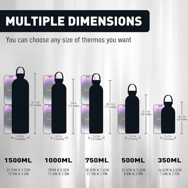 Alt view image 2 of 7 - Small Water Bottles 12 oz with Handle Lid and Carabiner, Mini Insulated Water Bottle Double Wall Vacuum Leakproof for Kids/Adults (Black)