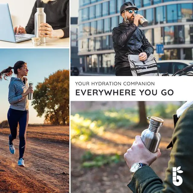 Alt view image 6 of 7 - Bambaw Stainless Steel Water Bottles 32 oz, Non-insulated Single Wall Metal Water Bottle Stainless Steel, Reusable & Eco Friendly, Dishwasher Safe  Silver