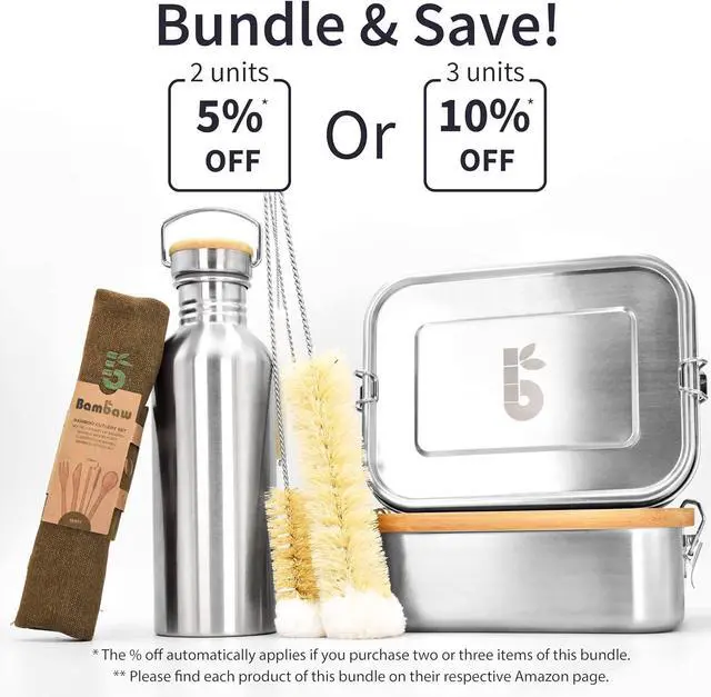 Alt view image 7 of 7 - Bambaw Stainless Steel Water Bottles 32 oz, Non-insulated Single Wall Metal Water Bottle Stainless Steel, Reusable & Eco Friendly, Dishwasher Safe  Silver