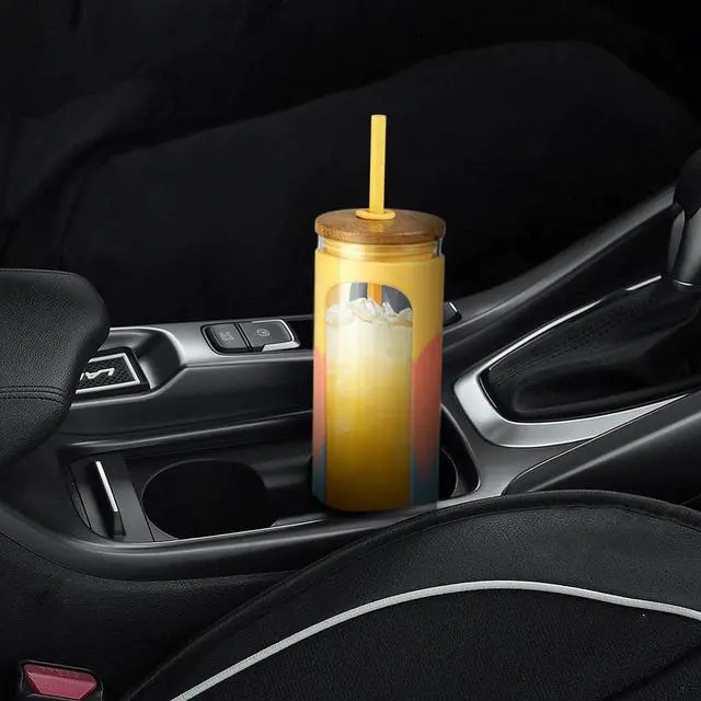 Alt view image 5 of 7 - Kodrine 20oz Glass Tumbler with Straw and Lid, Iced Coffee Cups with Bamboo Lids, Glass Cups for Cold Drinks, Smoothie Cup with Silicone Sleeve for Travel, Work, BPA FREE-Green