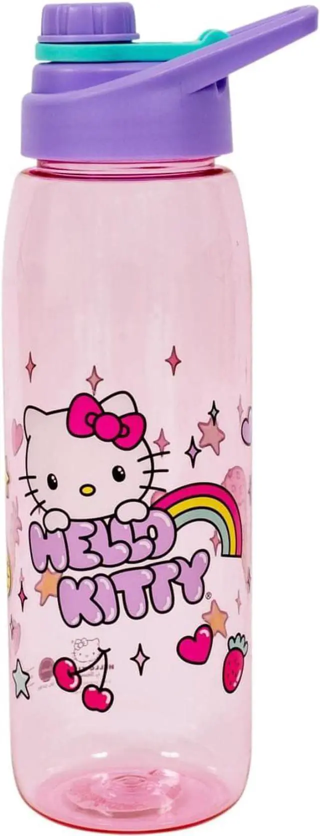 Main image of Sanrio Hello Kitty Rainbow Treats and Stars 28-Ounce Water Bottle with Lid | BPA-Free Plastic Sports Jug With Leakproof Screw-Top Lid | Hydration For Outdoor Activities, Gym Fitness | Cute Gifts