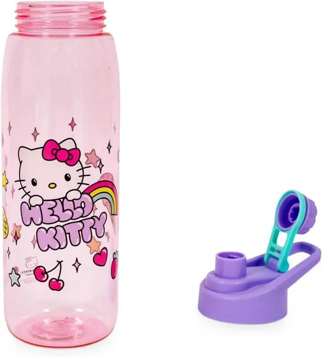 Alt view image 2 of 7 - Sanrio Hello Kitty Rainbow Treats and Stars 28-Ounce Water Bottle with Lid | BPA-Free Plastic Sports Jug With Leakproof Screw-Top Lid | Hydration For Outdoor Activities, Gym Fitness | Cute Gifts